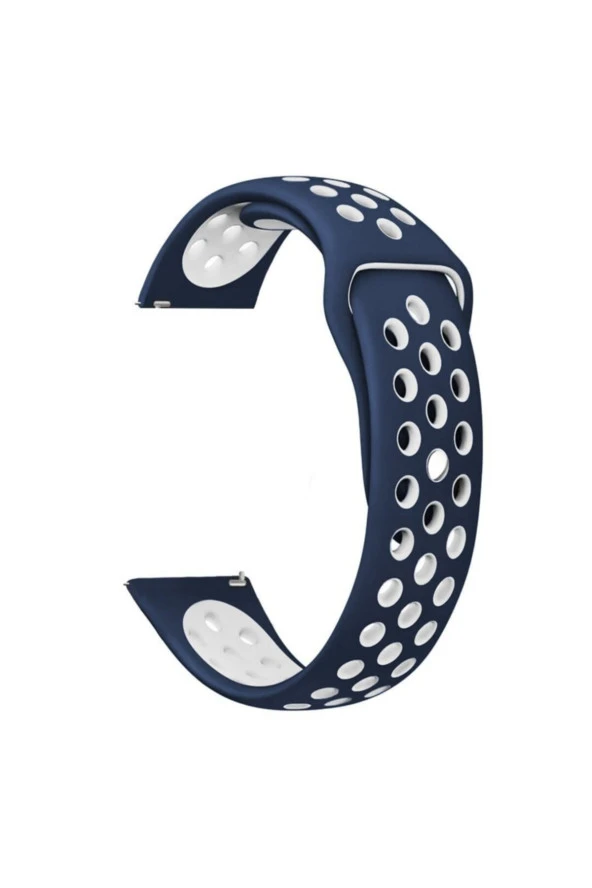 Amazfit Gtr 2e Için Delikli Silikon Kordon Kayış Lacivert Beyaz ürün görseli 1