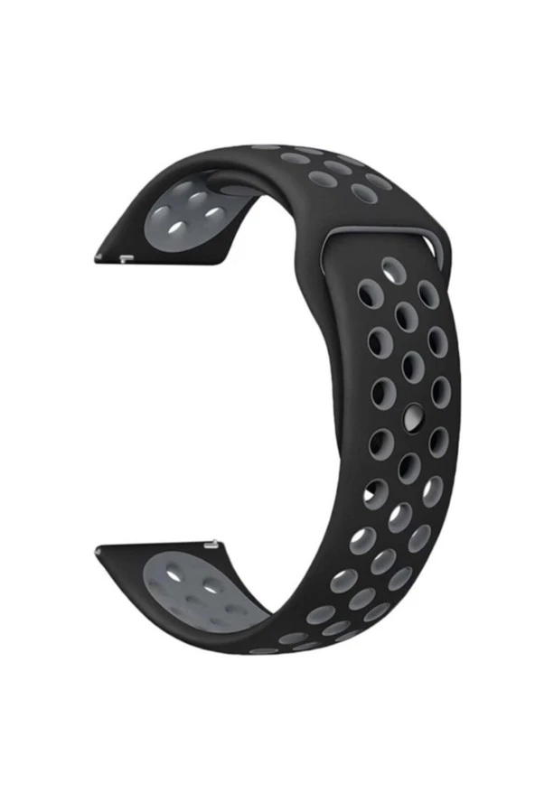 Amafit Gts 2 Mini Için Delikli Silikon Kordon Kayış Siyah Gri ürün görseli 1