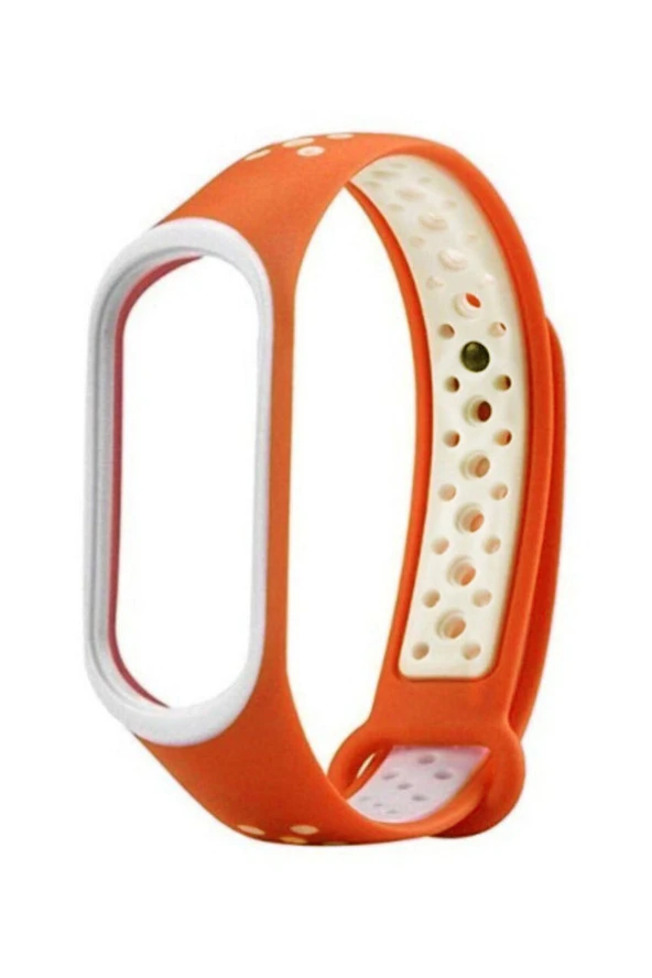 Turuncu Beyaz Xiaomi Mi Band 3 Için Delikli Silikon Kordon ürün görseli 1