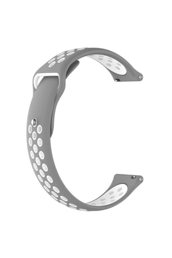 Huawei Watch Gt Fortuna Active 46 Mm Uyumlu Delikli Silikon Kordon Gri Beyaz ürün görseli 1