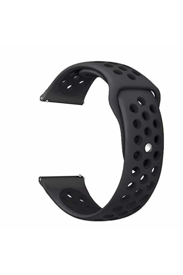 Huawei Watch Gt Fortuna Active 46 Mm Uyumlu Delikli Silikon Kordon Siyah Siyah ürün görseli 1