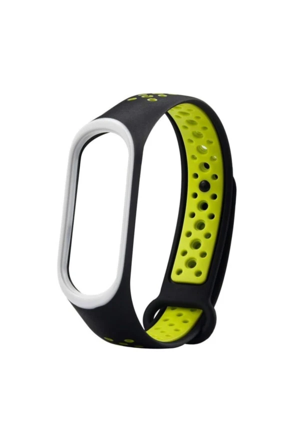Xiaomi Mi Band 3 Için Delikli Silikon Kordon Siyah Sarı ürün görseli 1