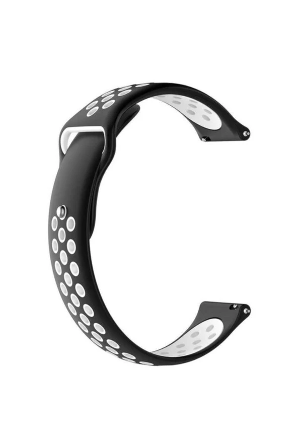 Samsung Galaxy Watch 46 Mm(Sm-r800) Için Delikli Spor Silikon Kordon Siyah Beyaz ürün görseli 1