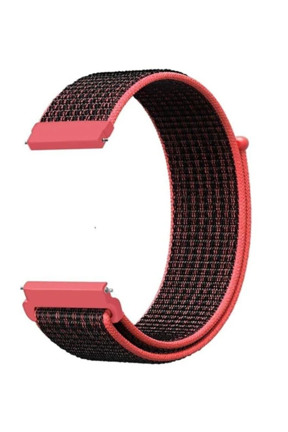 Samsung Gear Sport (SM-R600) Için Dokuma Kordon Siyah Kırmızı ürün görseli 1
