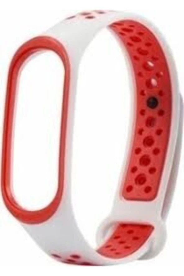 Xiaomi Mi Band 4 Için Delikli Silikon Kordon Beyaz Kırmızı ürün görseli 1