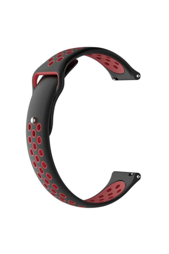 Samsung Galaxy Watch 46 Mm(Sm-r800) Için Delikli Spor Silikon Kordon Siyah Kırmızı ürün görseli 1