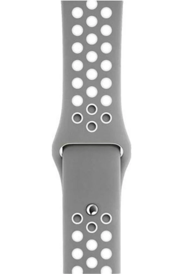 Garmin Vivoactive 3 Uyumlu Delikli Spor Silikon Kordon Gri Beyaz ürün görseli 1