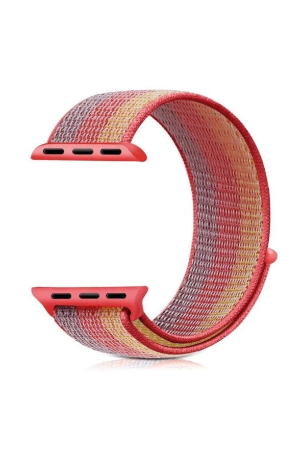 Apple Watch Seri 1 2 3 Için 42 Mm Dokuma Kordon Kırmızı Çizgili ürün görseli 1