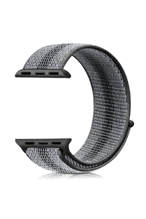Apple Watch Seri 1 2 3 Için 38 Mm Dokuma Kordon Siyah Çizgili ürün görseli 1