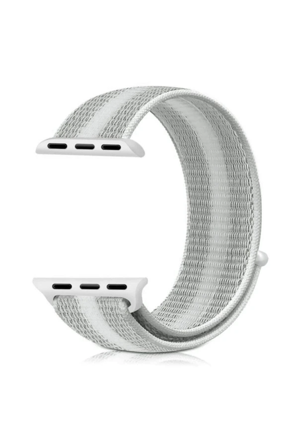 Apple Watch Seri 5 Için 40 Mm Dokuma Kordon Beyaz Çizgili ürün görseli 1