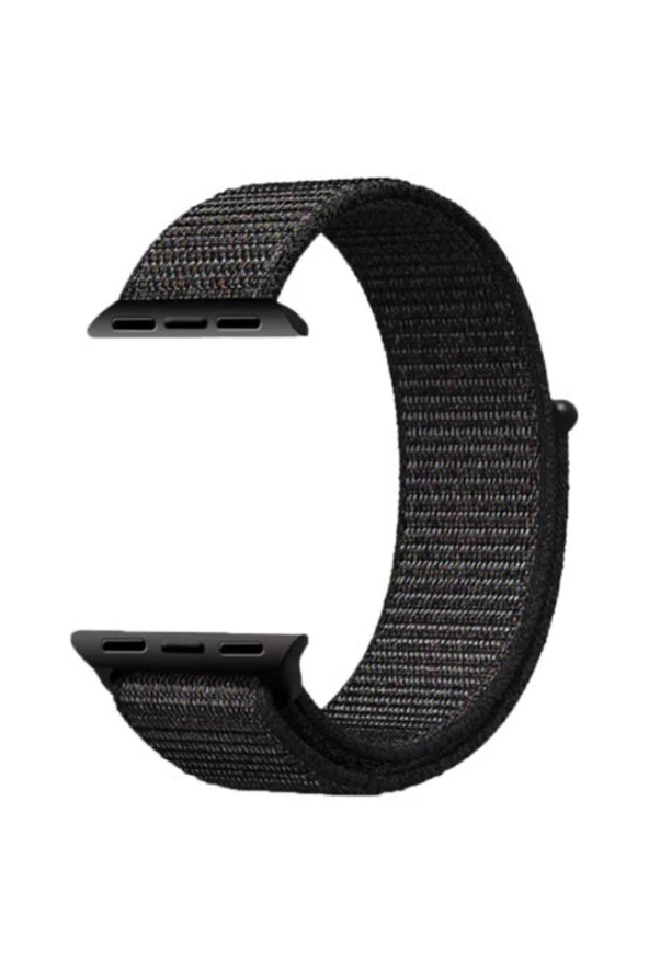 Apple Watch Seri 1 2 3 Için 42 Mm Dokuma Kordon Siyah Kırmızı Noktalı ürün görseli 1
