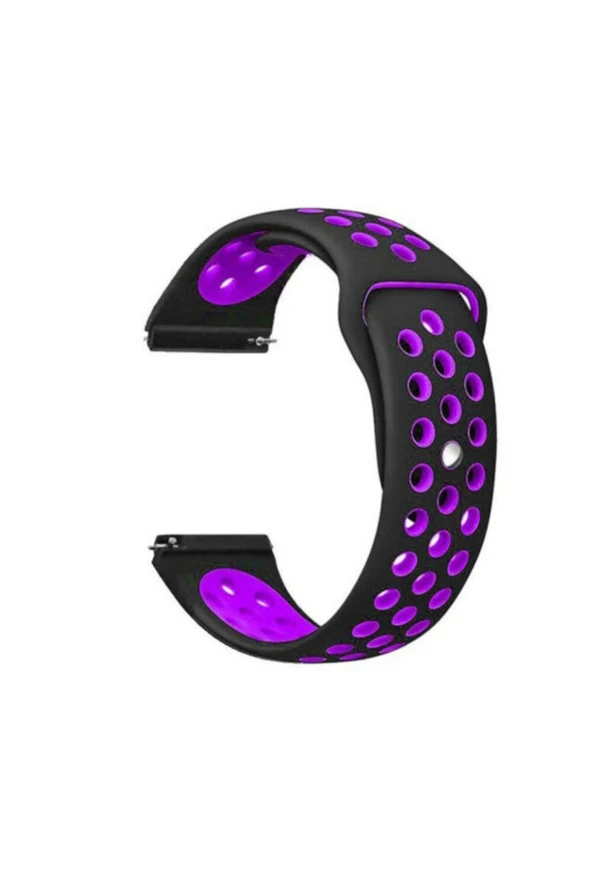 Amazfit Stratos İçin Delikli Silikon Kordon Siyah Mor ürün görseli 1