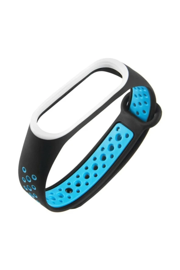 Xiaomi Mi Band 3 Için Delikli Silikon Kordon Siyah Mavi ürün görseli 1