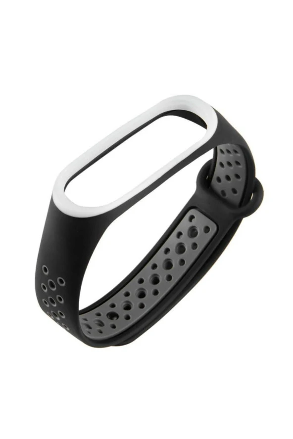 Xiaomi Mi Band 3 Için Delikli Silikon Kordon Siyah Gri ürün görseli 1