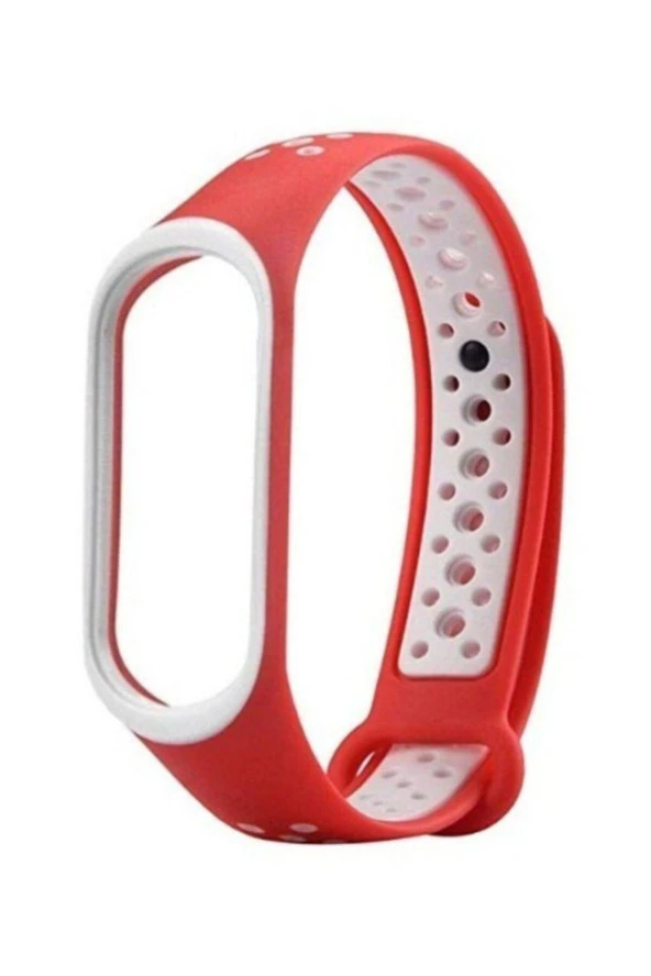 Xiaomi Mi Band 4 İçin Kırmızı Beyaz Delikli Silikon Kordon ürün görseli 1