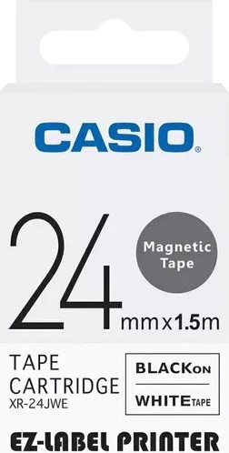 Casio XR-24JWE Manyetik Etiket Kartuşu Beyaz Zemin Üzerine Siyah Baskı 24MM Yükseklik - 1,5 Metre ürün görseli 1