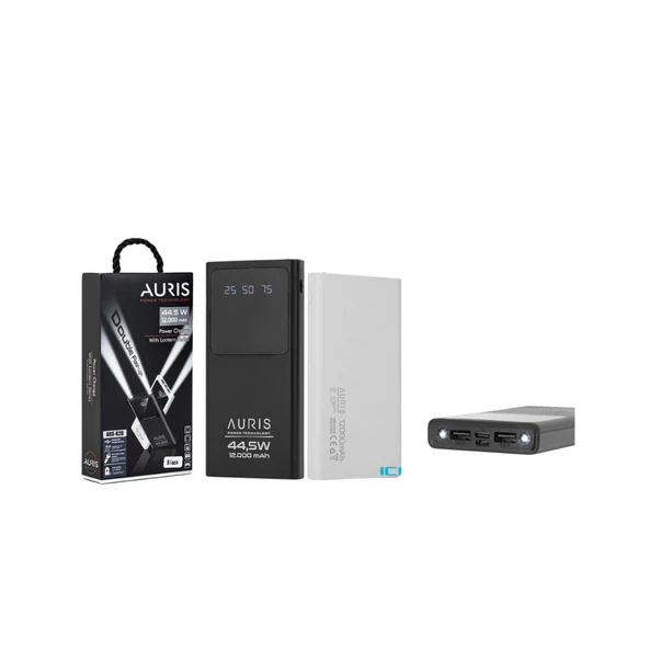 Auris 44.5W 12.000 mAh Powerbank  Hızlı Şarj Destekli Taşınabilir Şarj Cihazı ürün görseli 1