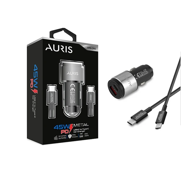 Auris ARSCR10  45W Metal PD Araç Şarj Cihazı ürün görseli 1