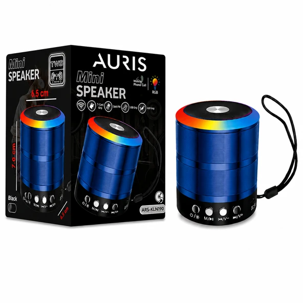 AURIS ARS-KLN190 RGB Işıklı Mini Bluetooth Hoparlör TWS Destekli Taşınabilir Speaker ürün görseli 1