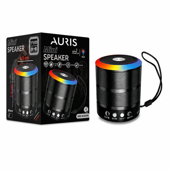 AURIS ARS-KLN190 RGB Işıklı Mini Bluetooth Hoparlör TWS Destekli Taşınabilir Speaker ürün görseli 1