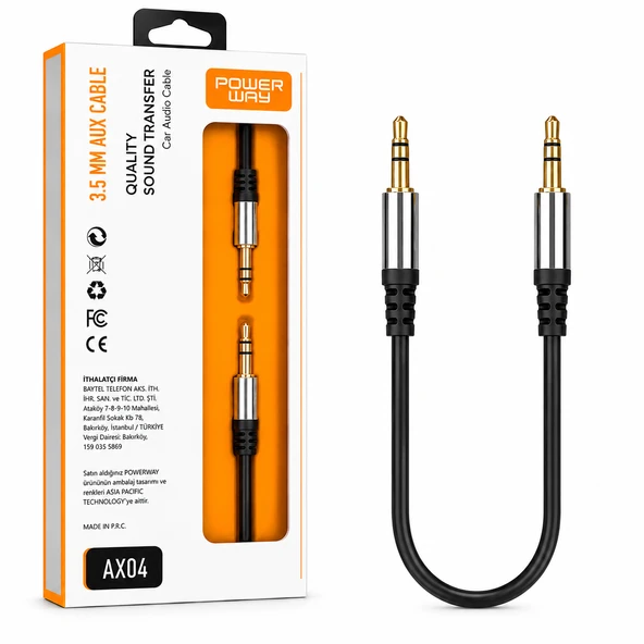 POWERWAY AX04 3.5mm AUX Ses Kablosu ürün görseli 1