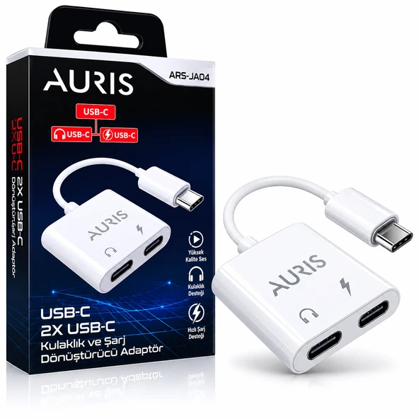 Auris ARS-JA04 USB-C Kulaklık ve Şarj Dönüştürücü Adaptör ürün görseli 1
