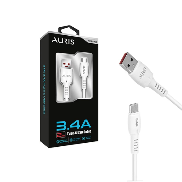 Auris ARS-CB06 3.4A Type C Hızlı Şarj ve Data Kablosu 2 Metre ürün görseli 1