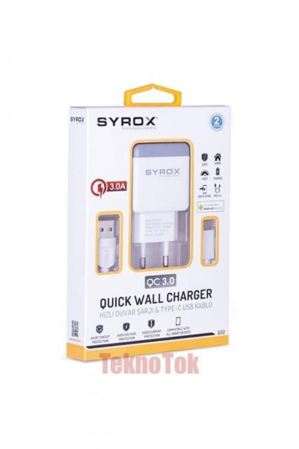 3a Type-c Hızlı Ev Şarj Aleti Beyaz Q32 Syrox ürün görseli 1