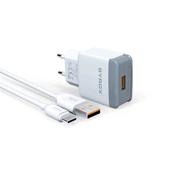 3a Type-c Hızlı Ev Şarj Aleti Beyaz Q32 Syrox ürün görseli 1