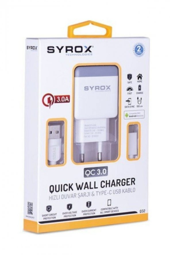 Syrox Q32 Type-C Hızlı Quick Şarj Aleti 3.0A ürün görseli 1