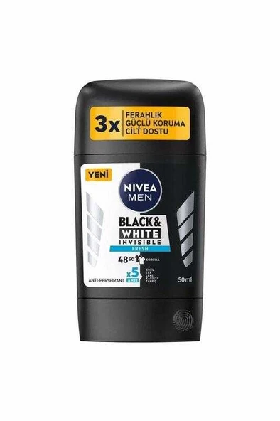 Nivea Men Black&White İnvisible Fresh Stick Deodorant 50 ml ürün görseli 1