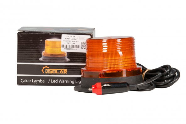 CMSOLAR ÇAKAR TEPE LAMBASI SARI MIKNATISLI KABLOLU FLASH LAMBA 12V-24V ürün görseli 1