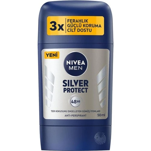 Nivea Men Erkek Stick Deodorant Silver Protect 50 ml Ter ve Ter Kokusna Karşı 48 Saat Anti-Perspiran ürün görseli 1