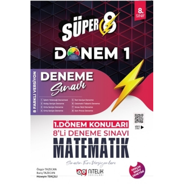 Nitelik Yayınları Süper 8. Sınıf Matematik 1. Dönem 8'li Deneme Sınavı ürün görseli 1