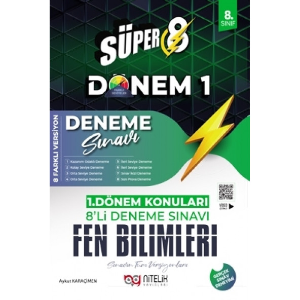 Nitelik Yayınları Süper 8. Sınıf Fen Bilimleri 1. Dönem 8'li Deneme Sınavı ürün görseli 1