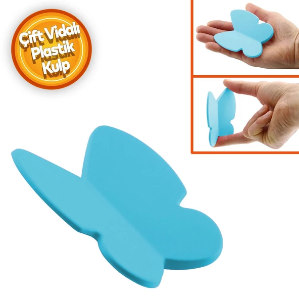 Kelebek Çocuk Bebek Genç Odası Çekmece Dolap Kapak Kulpu Kulbu Plastik Mat Mavi Kulp 32 Mm ürün görseli 1