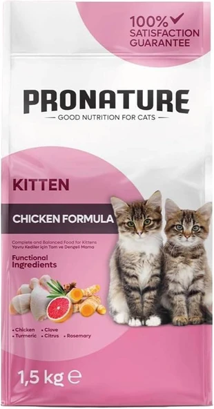 Pronature Daily Growth Tavuklu ve Pirinçli Yavru Kedi Maması 1,5 Kg ürün görseli 1