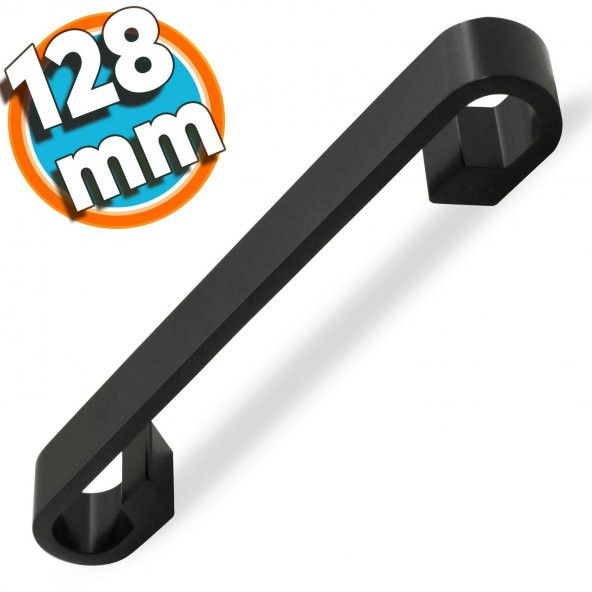 Mobilya Dolap Kapak Çekmece Kulpu Mat Siyah Metal 128 mm ürün görseli 1