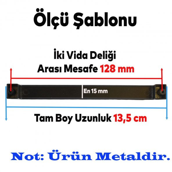 Mobilya Mutfak Dolabı Çekmece Dolap Kapak Kulpu Kulbu Siyah 128 mm Metal Kulp ürün görseli 1