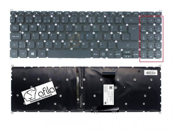 Acer Aspire 5 A515-56G-5004 Klavyesi (Siyah TR) ışıklı ürün görseli 1