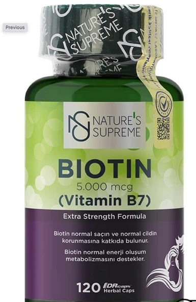 Natures Supreme Biotin 5000 Mcg 120 Kapsül ürün görseli 1