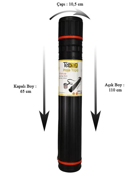 Tebag 10,5 cm Proje Tüpü Siyah - Resim 3