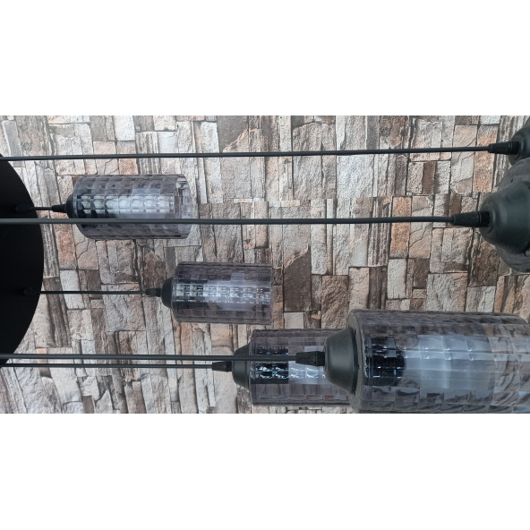 6 LI MİKA KRİSTAL CAM SARKIT AVİZE - Resim 2
