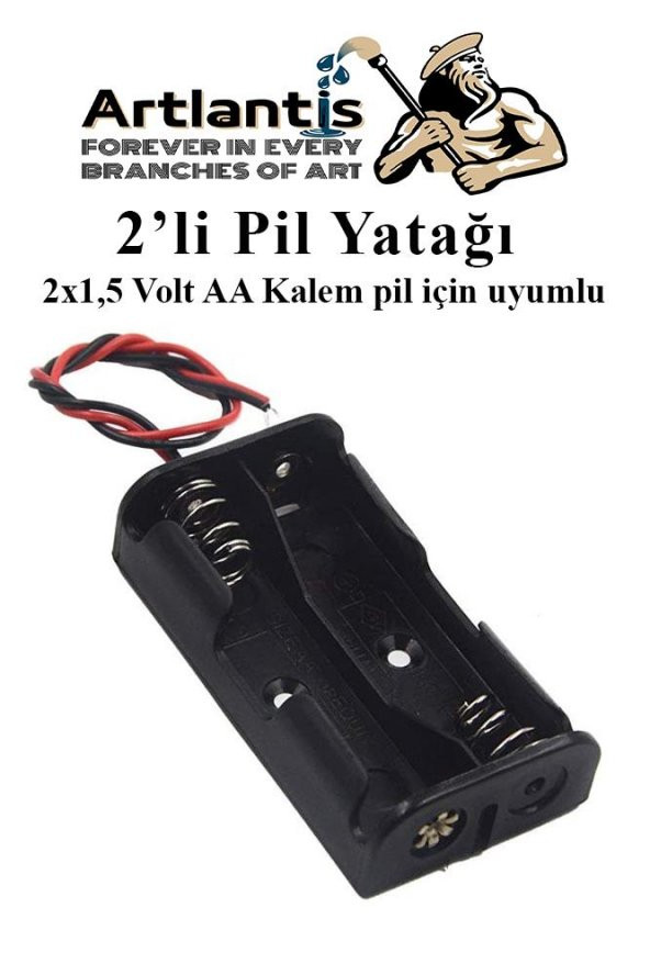 2 Li Pil Yatağı Deney 1 Adet Pil Yuvası Pil Kutusu Aa Kalem Kalın Pil 2x1,5 Volt Yaylı Pil Yuvası ürün görseli 1