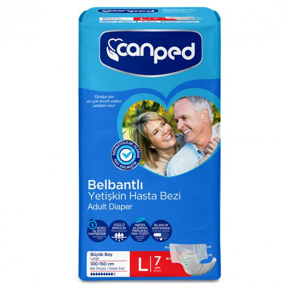 Canped Belbantlı Yetişkin Hasta Bezi L Beden 7 Adet ürün görseli 1