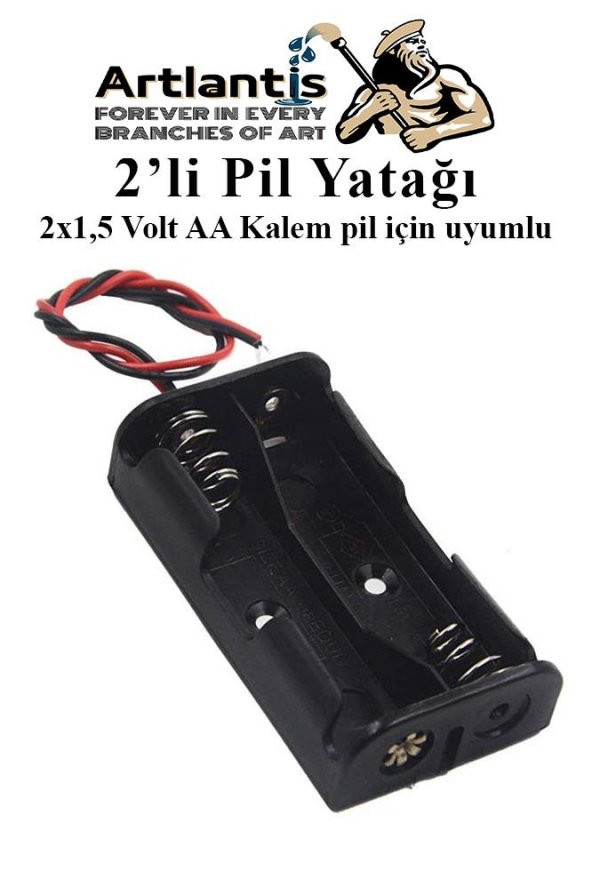 2 Li Pil Yatağı Deney 10 Adet Pil Yuvası Pil Kutusu Aa Kalem Kalın Pil 2x1,5 Volt Yaylı Pil Yuvası ürün görseli 1