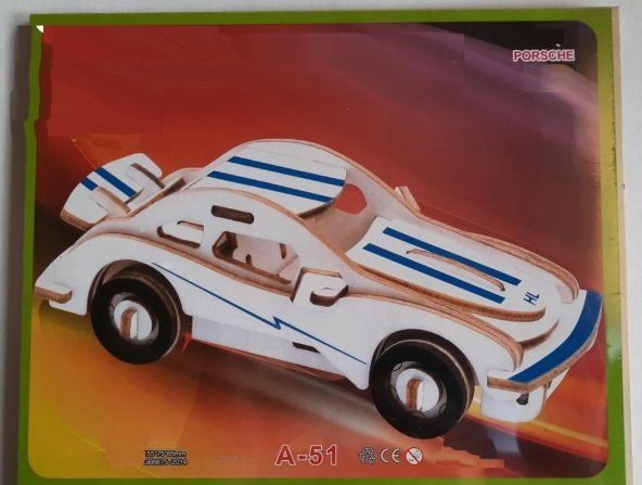 Hayal Sepeti PORSHE Ahşap Maket Büyük Boy   Boyanabilir Maket ürün görseli 1