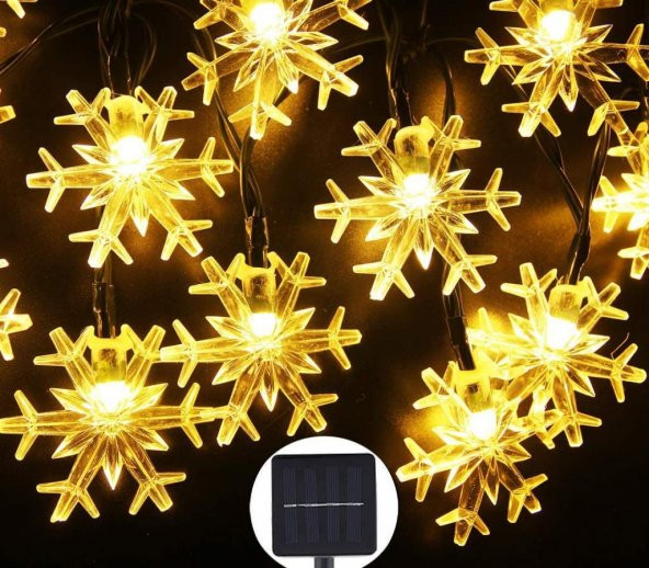 Solar 30Led Ampül 4Mt 8 Mod Güneş Enerjili Dış Bahçe Aydınlatma Dekorasyon Kartanesi Sıcak beyaz ürün görseli 1