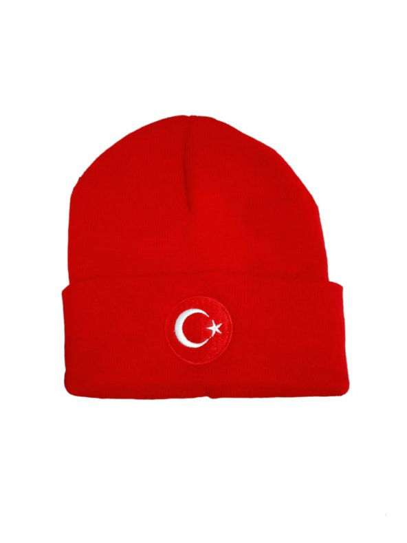 salarticaret KIRMIZI BERE TÜRK BAYRAKLI KIŞLIK AKRİLİK BERE ürün görseli 1