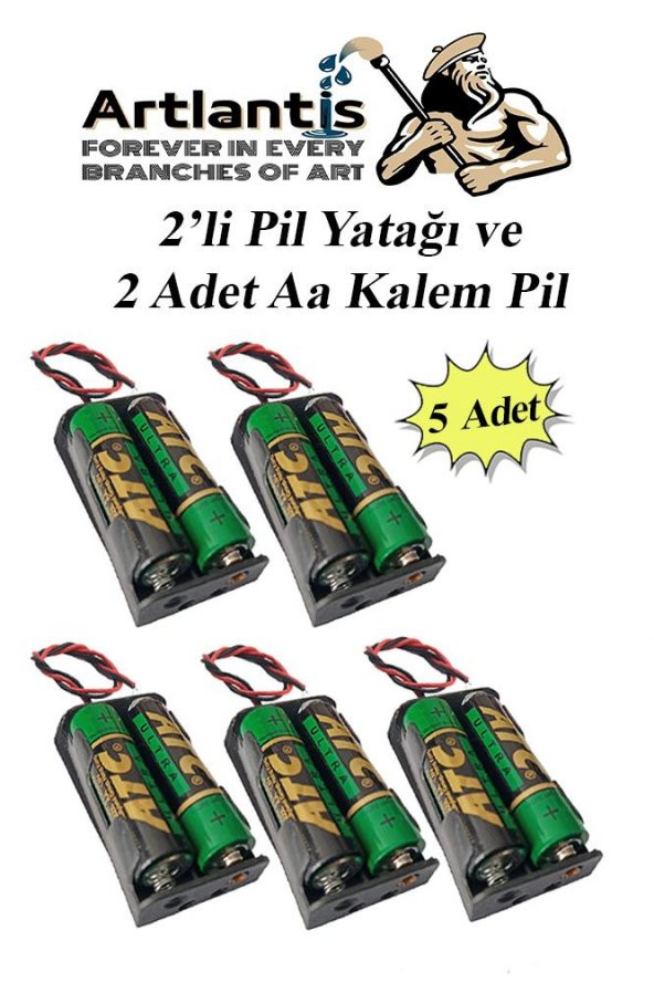 2 Li Pil Yatağı Deney 5 Adet Ve 10 Adet 1.5v Pil 1 Paket Pil Yuvası Pil Kutusu Aa Kalem Kalın Pil 2x1,5 Volt Yaylı Pil Yuvası ürün görseli 1